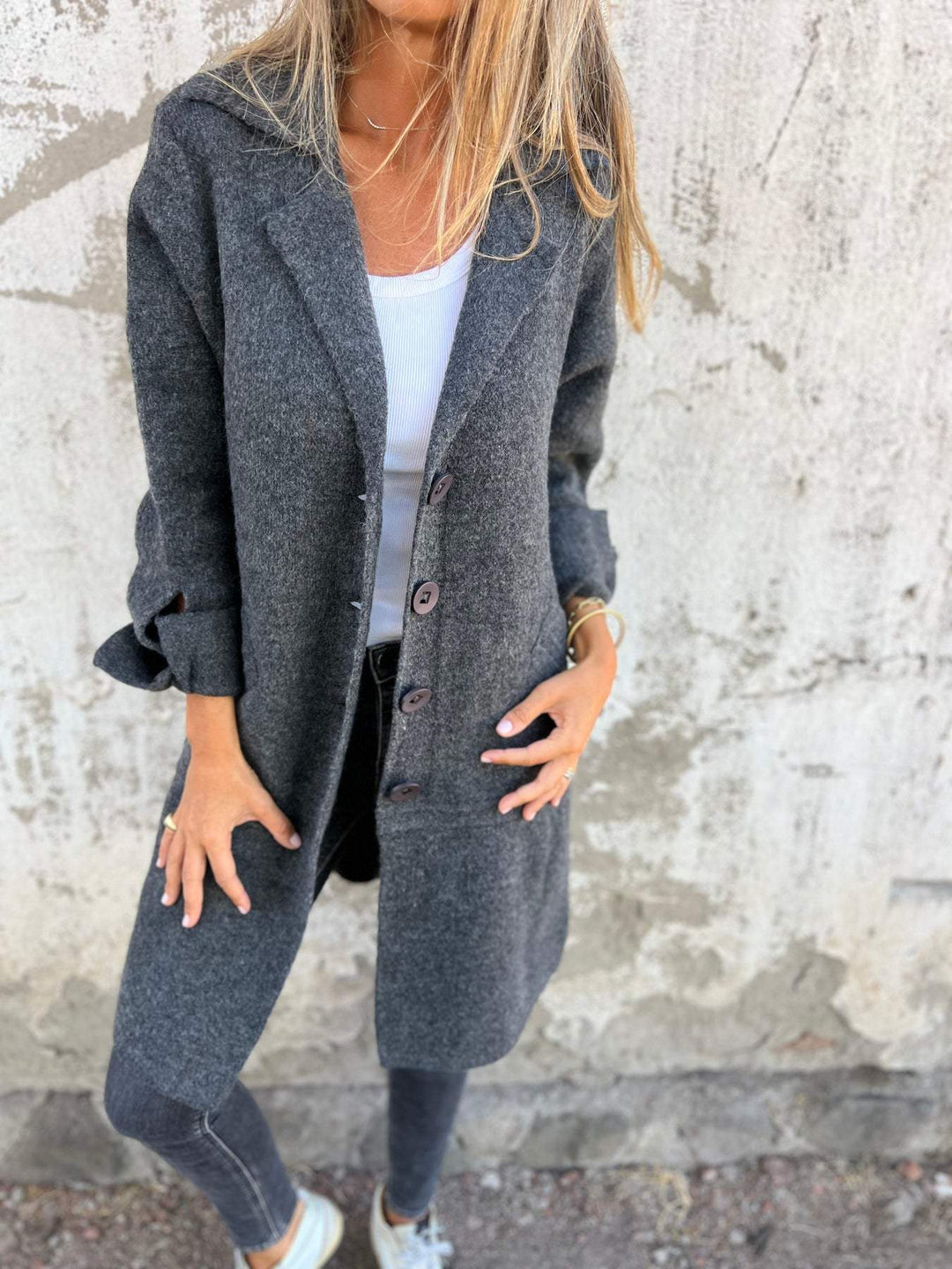 Milan™ - Casual Long Coat With Cuffs