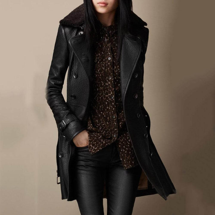 Janet Luxurious Leather Trench Coat